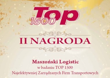 MASZOŃSKI-LOGISTIC laureatem Najefektywniej Zarządzanych Firm Transportowych w kategorii Duża Polska Firma Transportowa Roku.