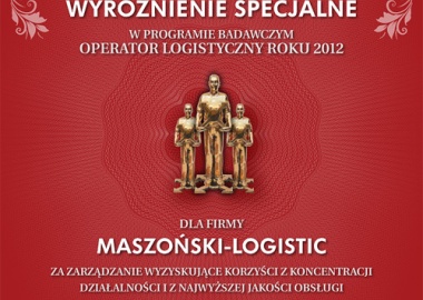 Maszoński Logistic - Gewinner der besonderen Auszeichnung des Logistics Operator of the Year 2012.